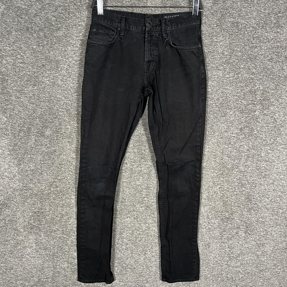 AllSaints Pistol Fit Jeans Mens 28x30 Black Dark Wash Skinny Slim Denim‎ Pants